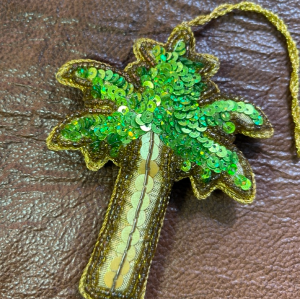 Glitter Ornament Palm Tree Lime Green htm150500