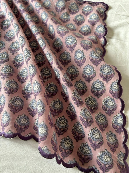 Block Print Border Handkerchief Purple Bouquet htm150514