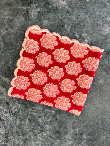 Block Print Border Handkerchief Golden Bouquet htm150514