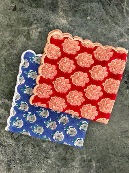 Block Print Border Handkerchief Golden Bouquet htm150514