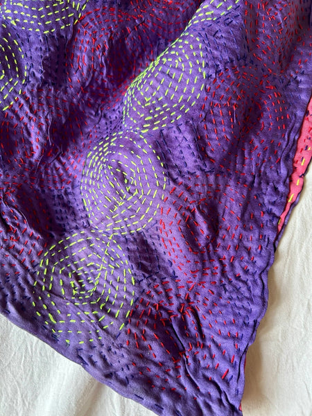 Qantas Silk Stole Violet x Ivory htm150513