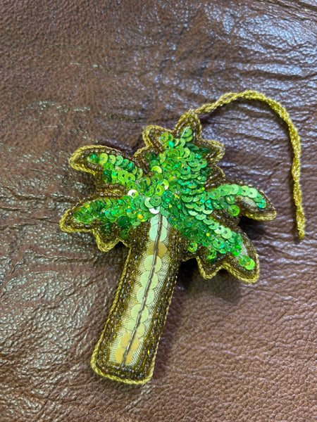 Glitter Ornament Palm Tree Lime Green htm150500