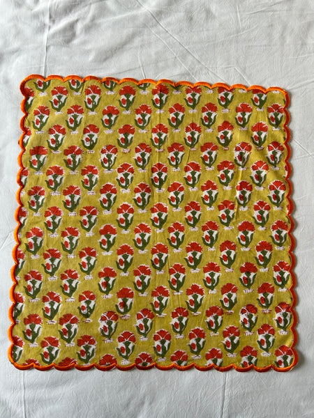 Block Print Border Handkerchief Dianthus htm150514