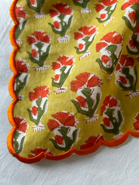 Block Print Border Handkerchief Dianthus htm150514