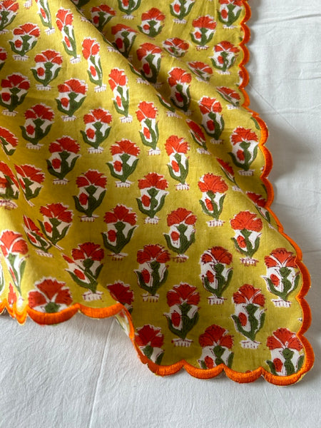 Block Print Border Handkerchief Dianthus htm150514