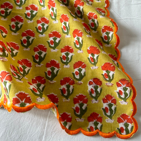 Block Print Border Handkerchief Dianthus htm150514
