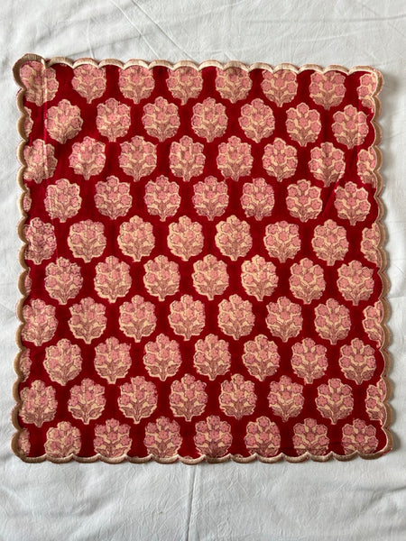 Block Print Border Handkerchief Golden Bouquet htm150514