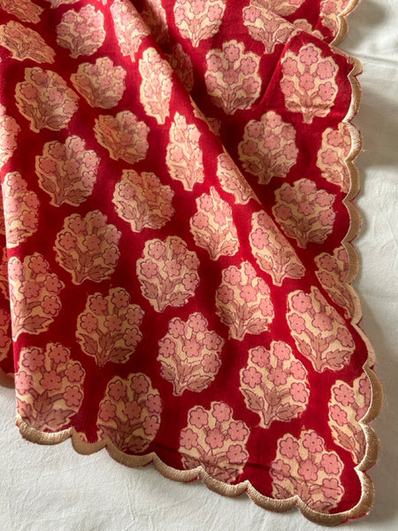 Block Print Border Handkerchief Golden Bouquet htm150514