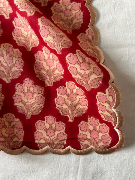 Block Print Border Handkerchief Golden Bouquet htm150514