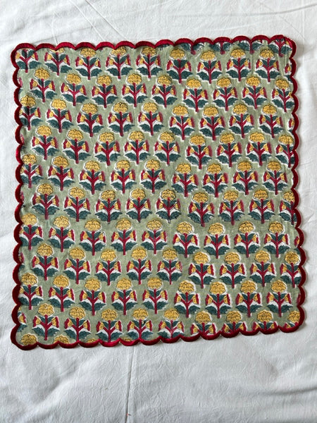 Block Print Border Handkerchief Yellow Flower htm150514