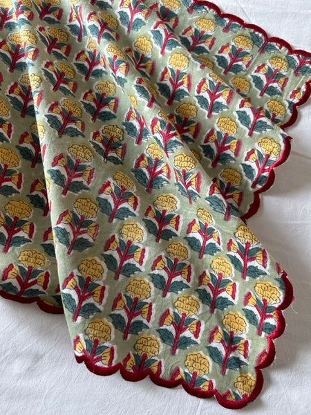 Block Print Border Handkerchief Yellow Flower htm150514