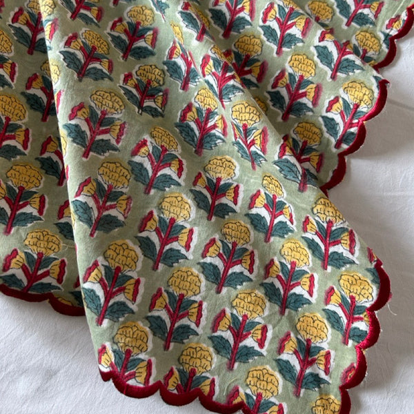 Block Print Border Handkerchief Yellow Flower htm150514