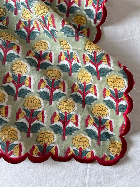 Block Print Border Handkerchief Yellow Flower htm150514