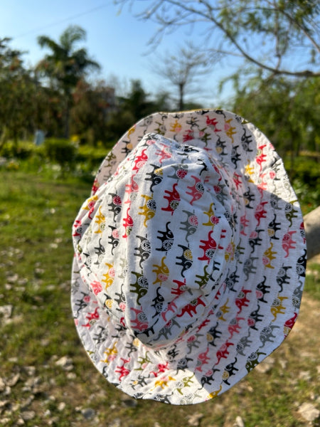 Indian Cotton Kids Reversible Hat/Colorful Elephant thm150272