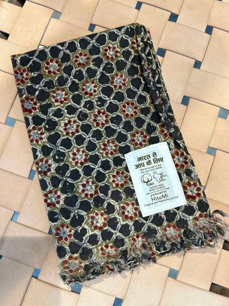 インド生まれの手ぬぐい  チャコール　htm150420