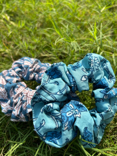 インド綿 シュシュ ブルーフラワー htm150637