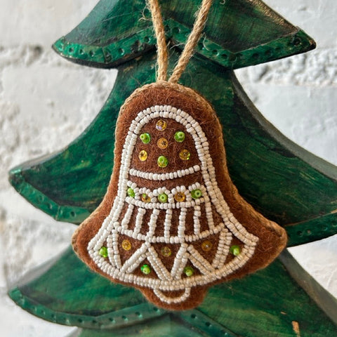 ハンドメイド フェルトオーナメント　ベル／ブラウン htm150559