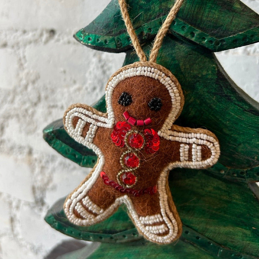 ハンドメイド フェルトオーナメント　ジンジャーマン／ブラウン htm150559