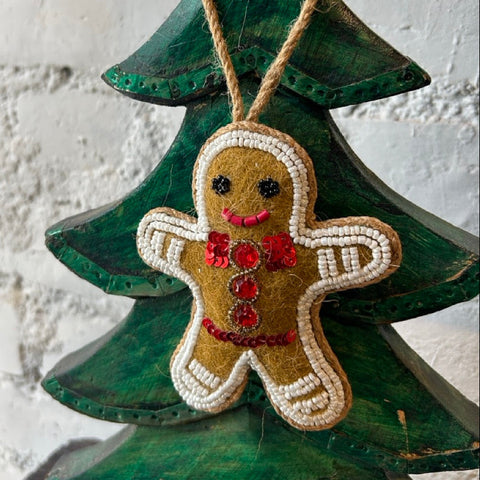 ハンドメイド フェルトオーナメント　ジンジャーマン／モカ htm150559