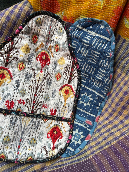 湯たんぽと湯たんぽカバーセット　インディゴボーダー　htm150413