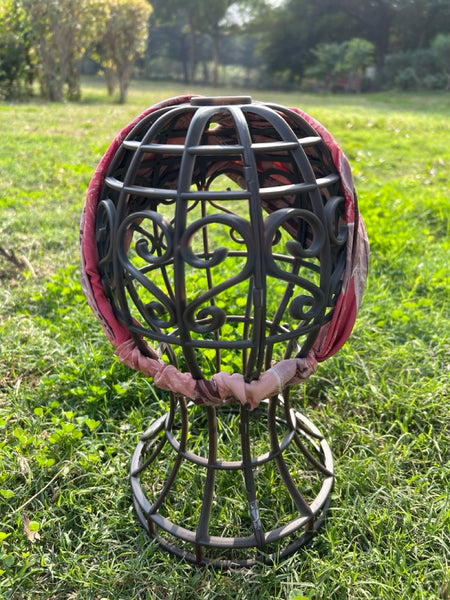 サリー生地のレトロヘアバンド　くすみピンク　htm150558