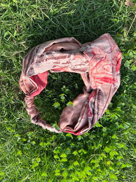 サリー生地のレトロヘアバンド　くすみピンク　htm150558