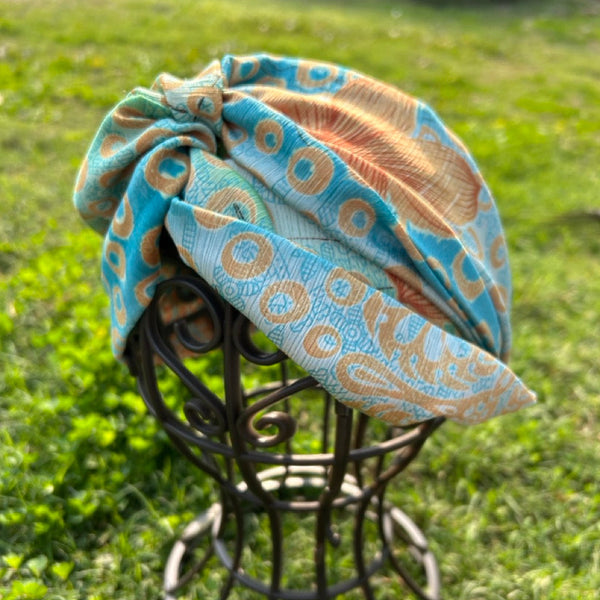 サリー生地のレトロヘアバンド　水玉　htm150558