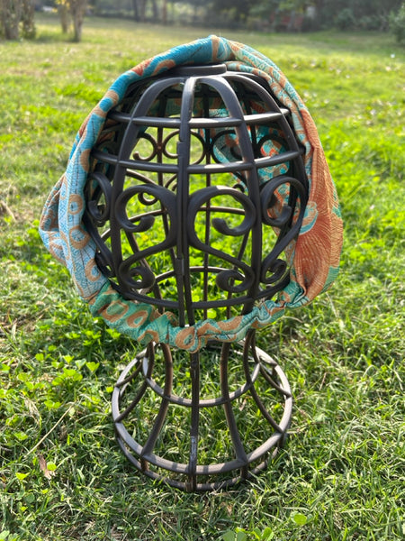 サリー生地のレトロヘアバンド　水玉　htm150558