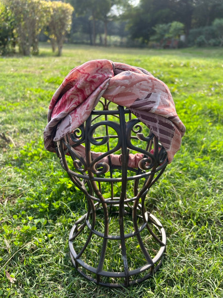 サリー生地のレトロヘアバンド　くすみピンク　htm150558