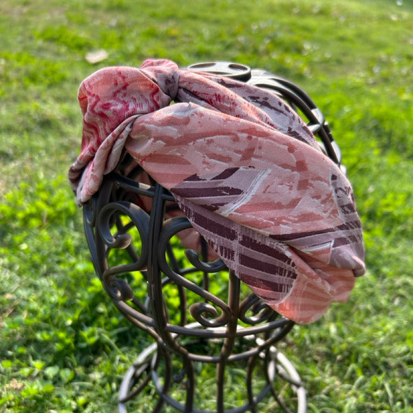 サリー生地のレトロヘアバンド　くすみピンク　htm150558