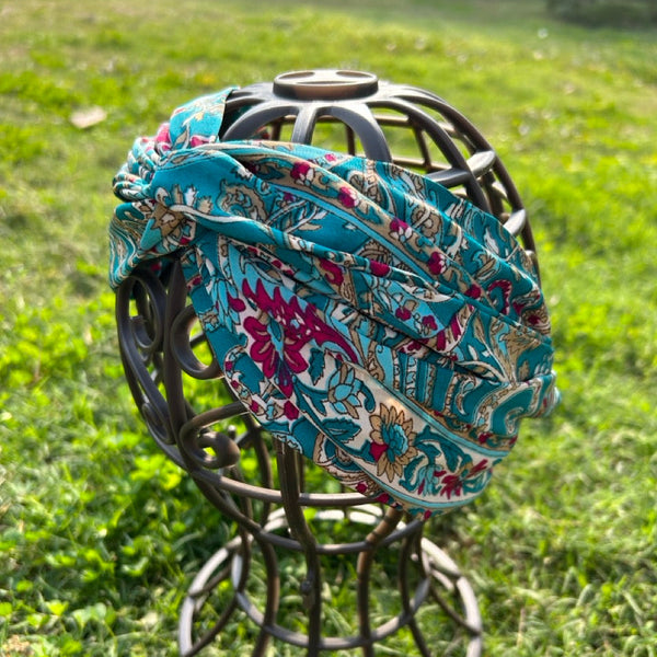 サリー生地のレトロヘアバンド　ピーコックペイズリー　htm150558