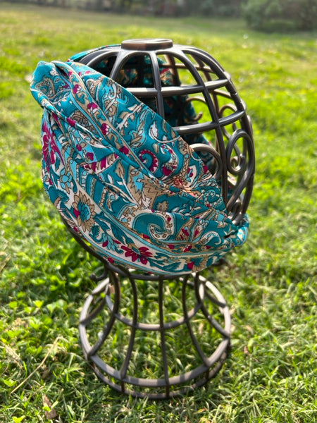 サリー生地のレトロヘアバンド　ピーコックペイズリー　htm150558