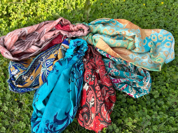 サリー生地のレトロヘアバンド　くすみピンク　htm150558