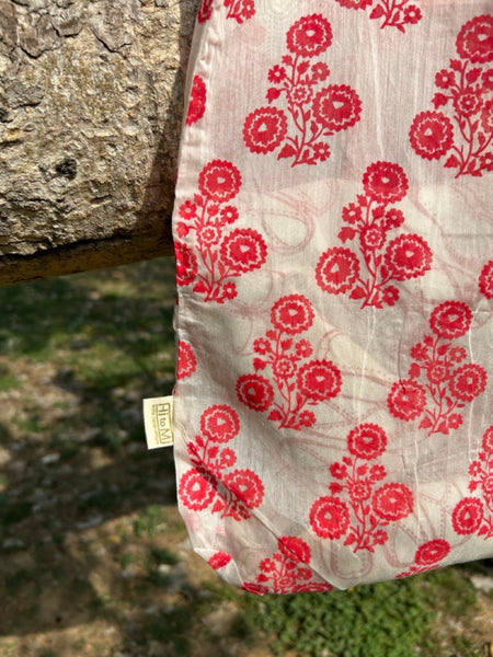Indian cotton x silk bag Red flowers/florets on a branch thm150283