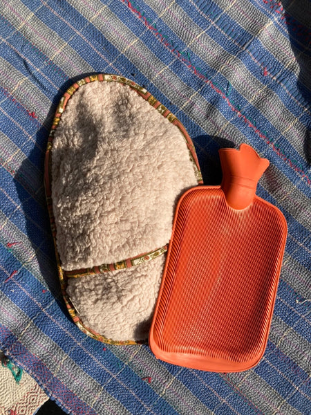 湯たんぽと湯たんぽカバーセット　ブルー系カンタxモフモフ　htm150297